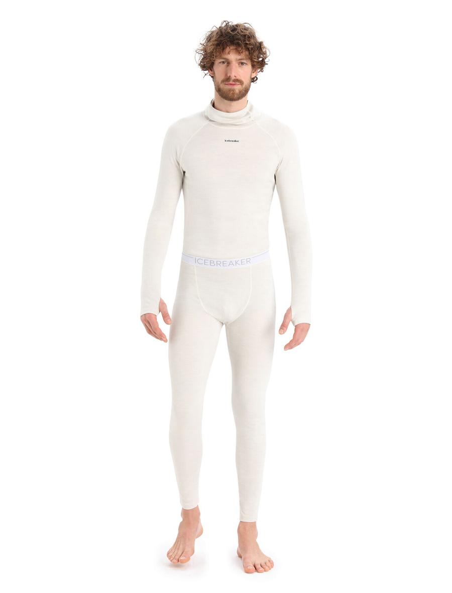 Men's Icebreaker 15.5 Merino Thermal Leggings Base Layers Ecru Heather | CA 1594ILHS